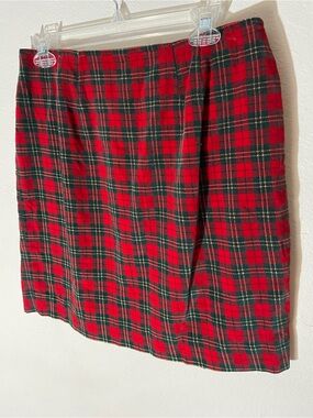 Classic Red Plaid Midi Skirt